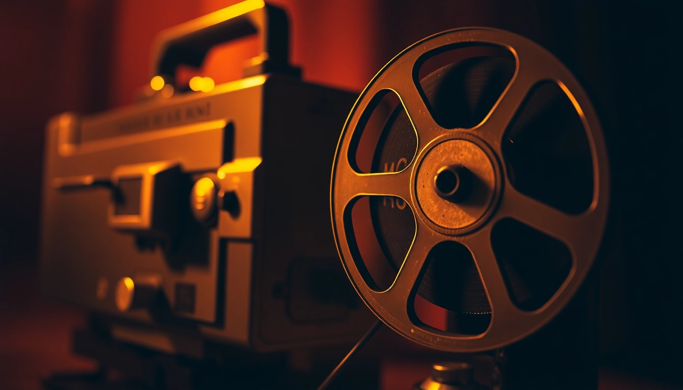 Download free archive of public domain movies featuring a vintage film projector and reel.