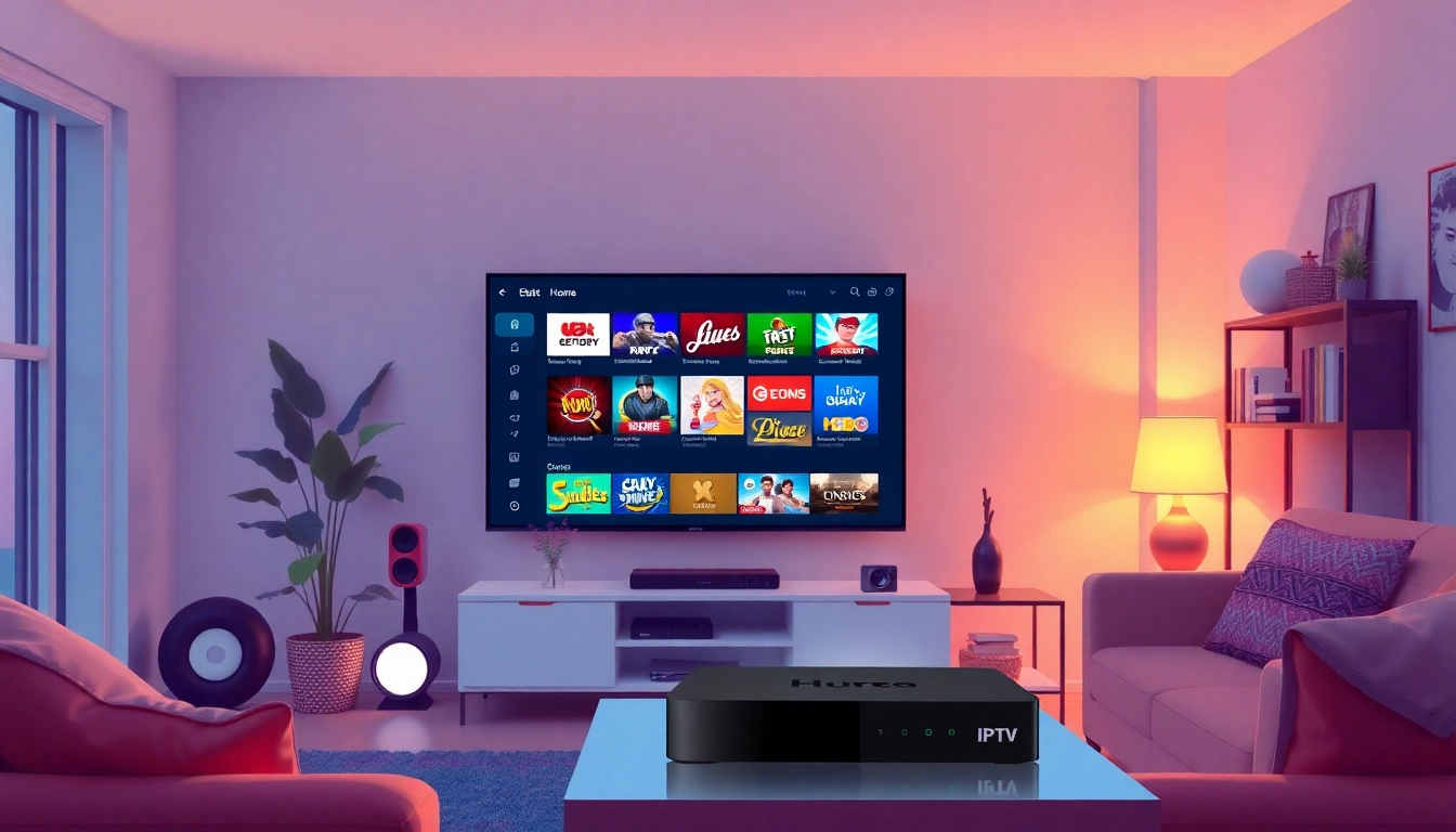 Experience a seamless abonnement iptv in a cozy living room setup with vibrant TV displays and modern decor.