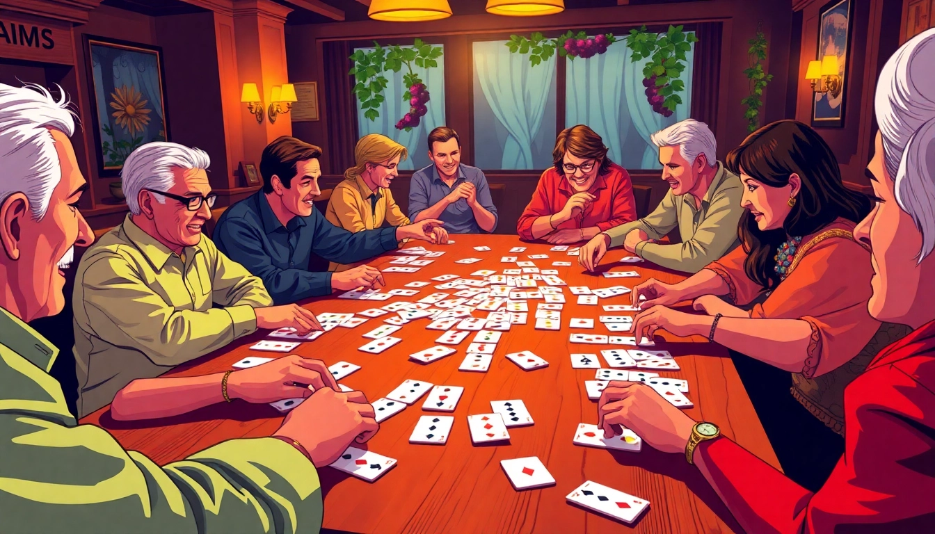 Play and enjoy Rummy Wealth with vibrant cards and engaged players in a cozy setting.