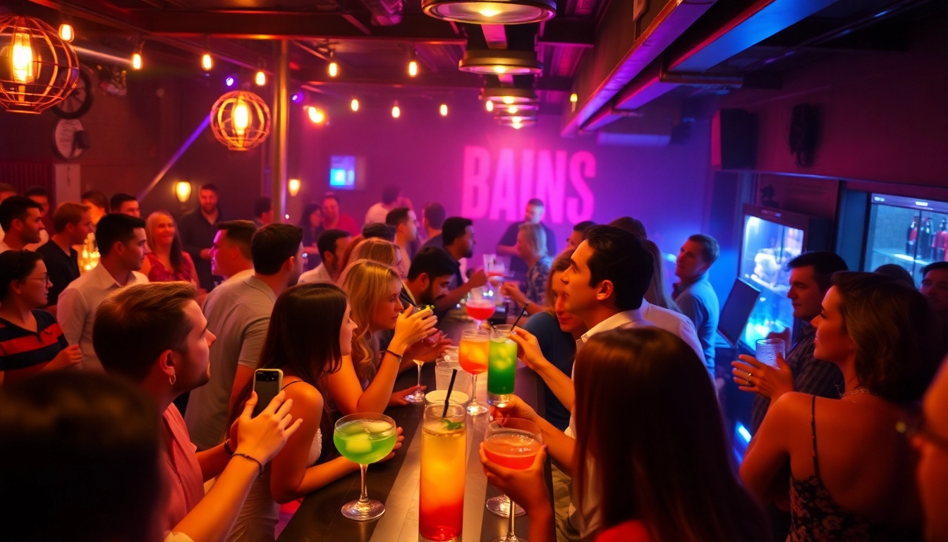 Attendees enjoying an afterwork party in Berlin, showcasing a lively atmosphere with colorful drinks and social interactions.