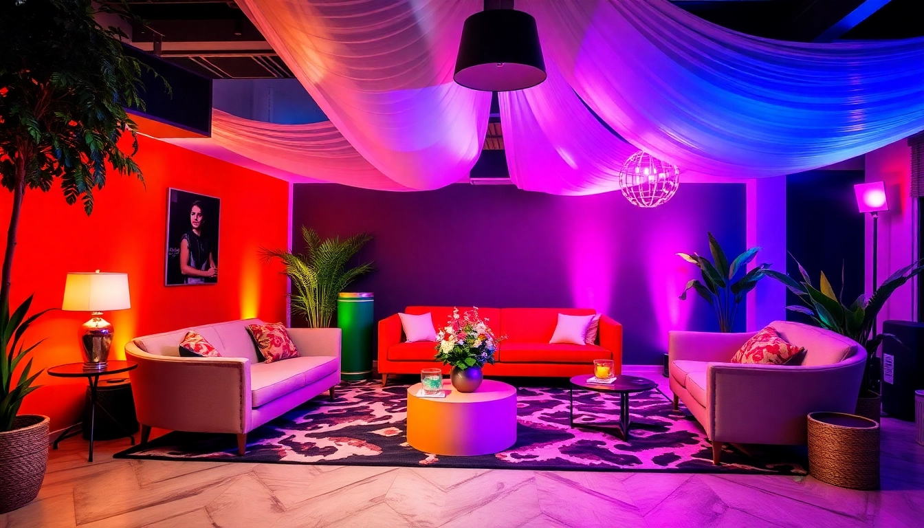 Experience a Unique Event with vibrant decor and elegant lighting at our after-work party.