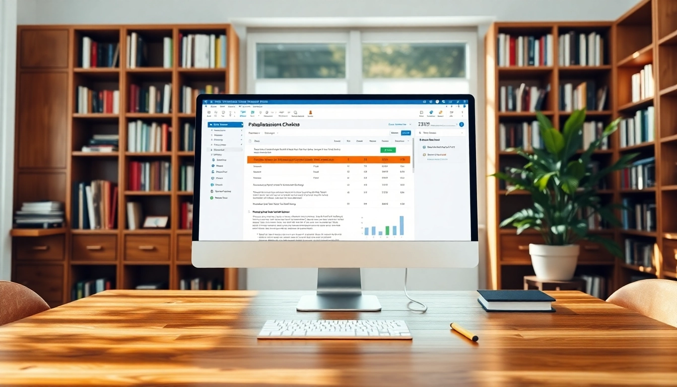 Check plagiarism using an advanced plagiarism checker on a modern computer screen.