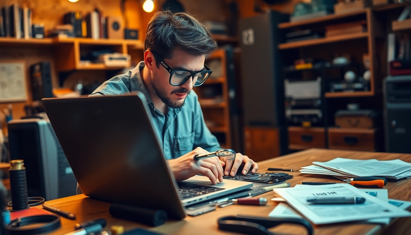 Riparazione computer torino con tecnico esperto al lavoro nel suo laboratorio.