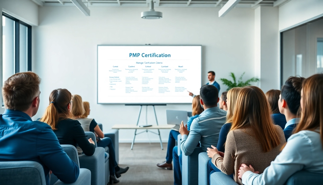 Gain essential skills for your career with PMP certification during a professional presentation.