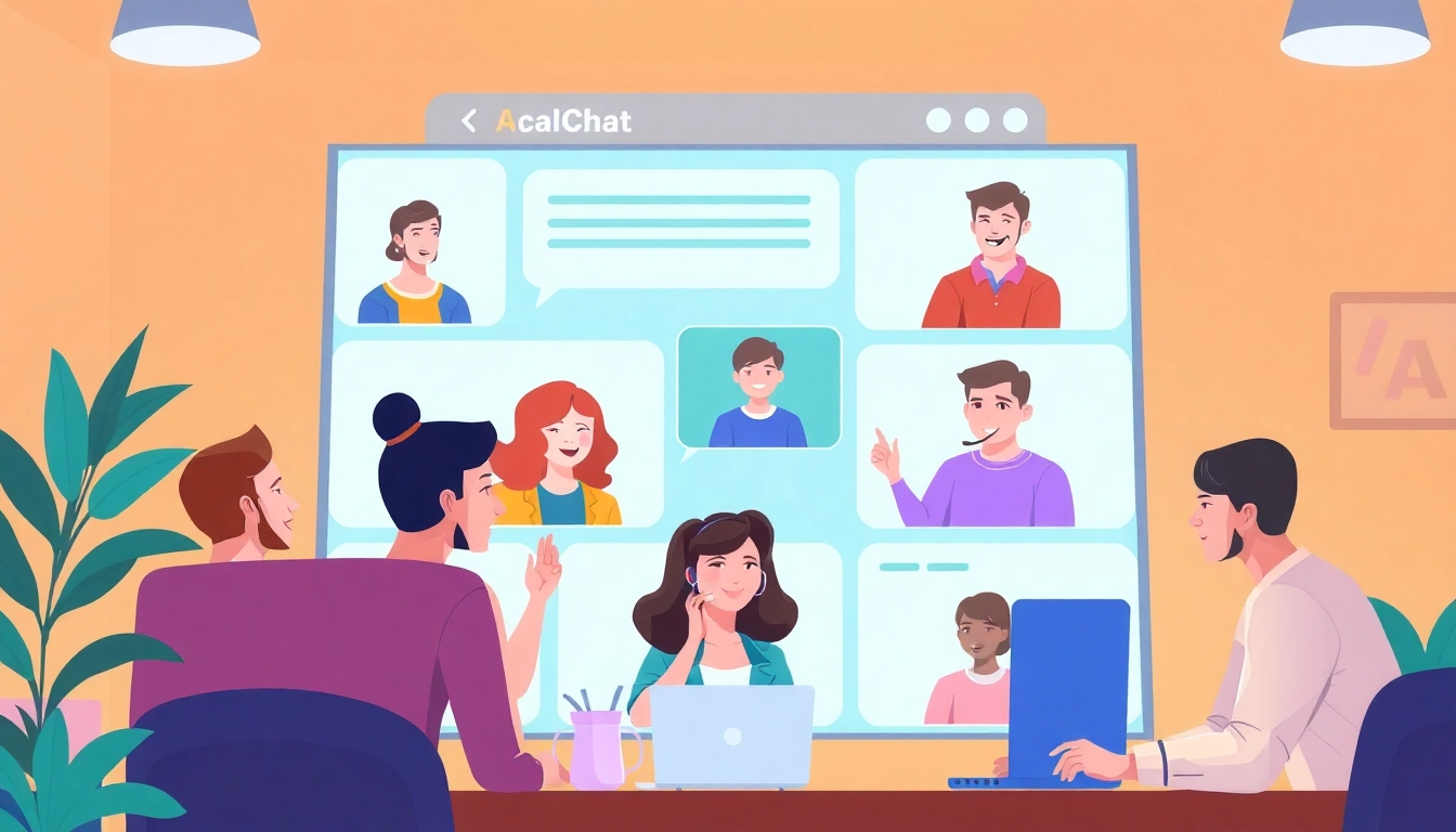 Engaging شات صوتي experience showcasing diverse users in a lively online chat room.