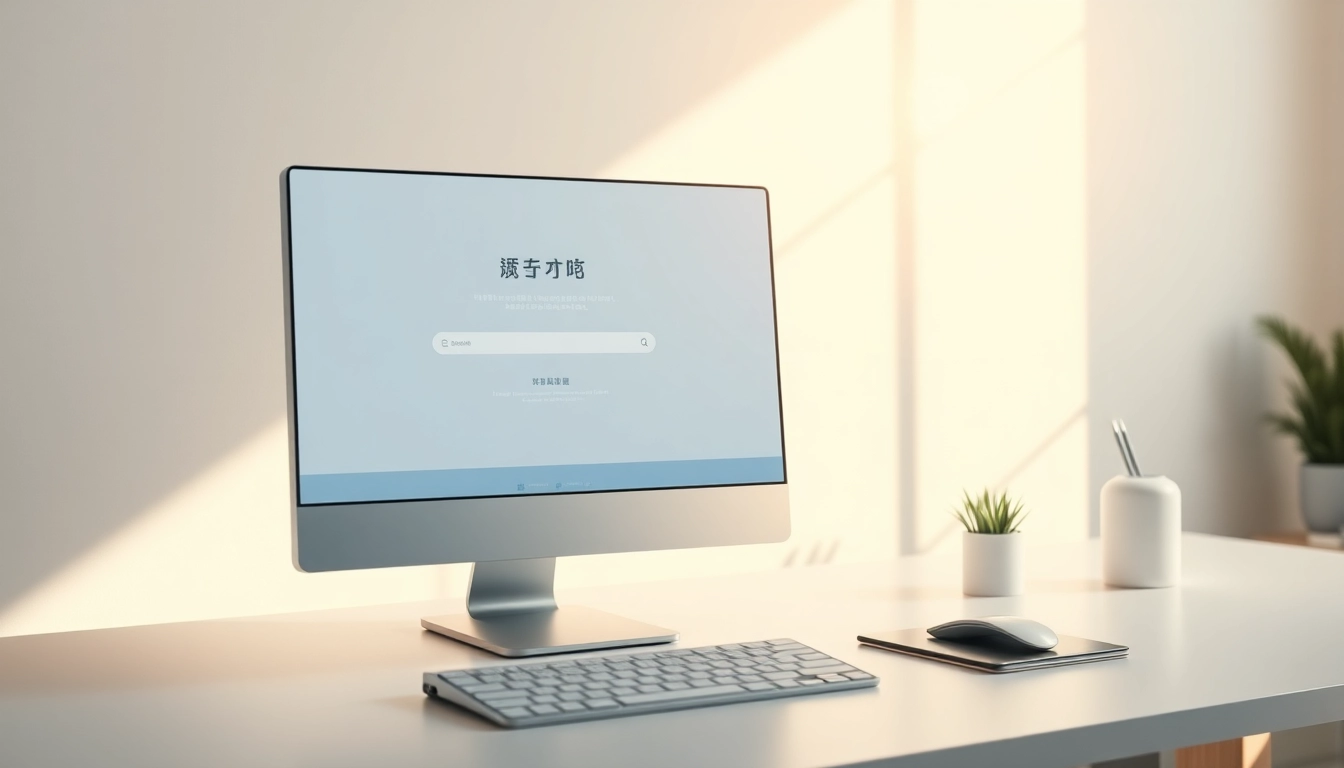 Explore the 美洽官网 interface on a sleek computer in a bright, professional workspace.