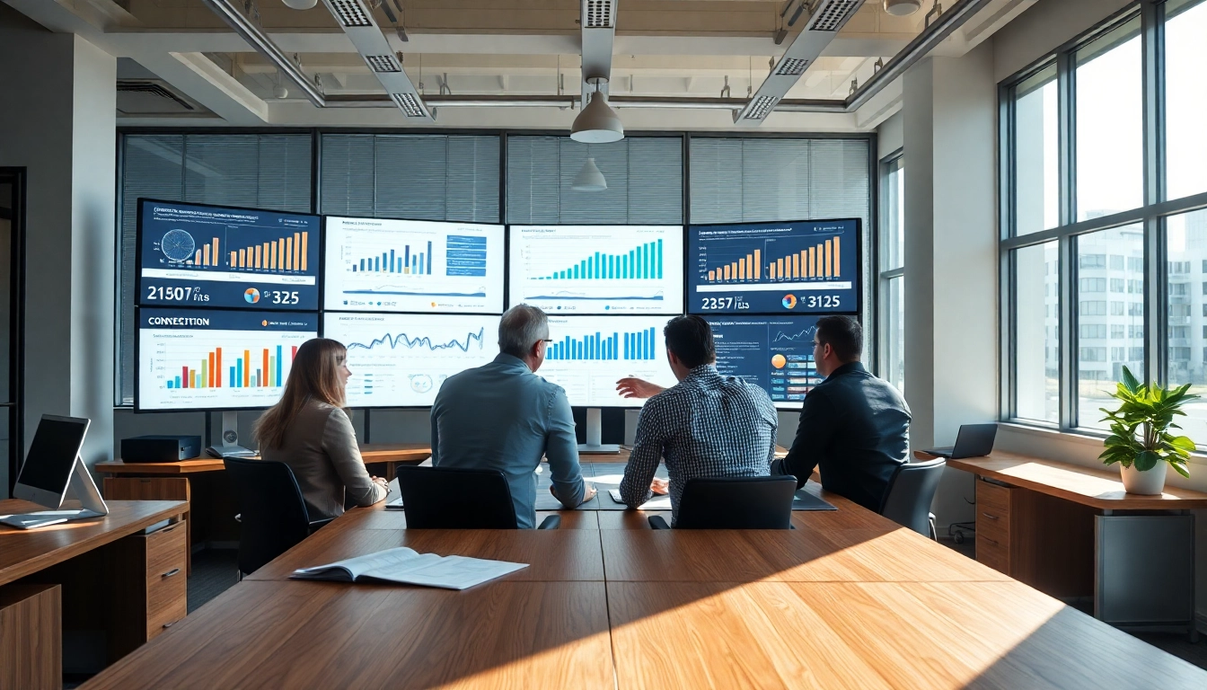 Analyze competitive intelligence data with professionals in a collaborative office setting.