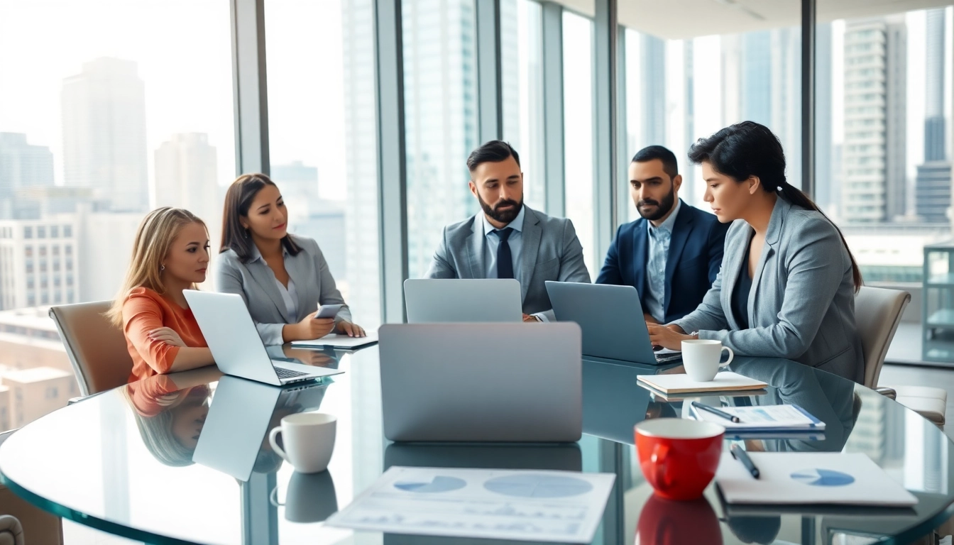 Discussing millennium management layoffs in a bright conference room with diverse professionals.