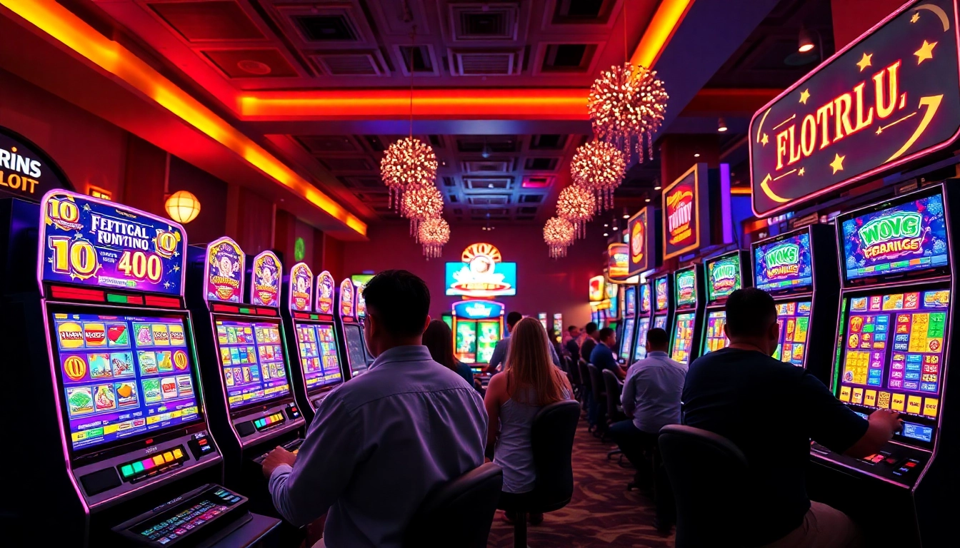 Menangkan permainan judi slot online batman138 dengan suasana kasino yang meriah dan penuh warna.