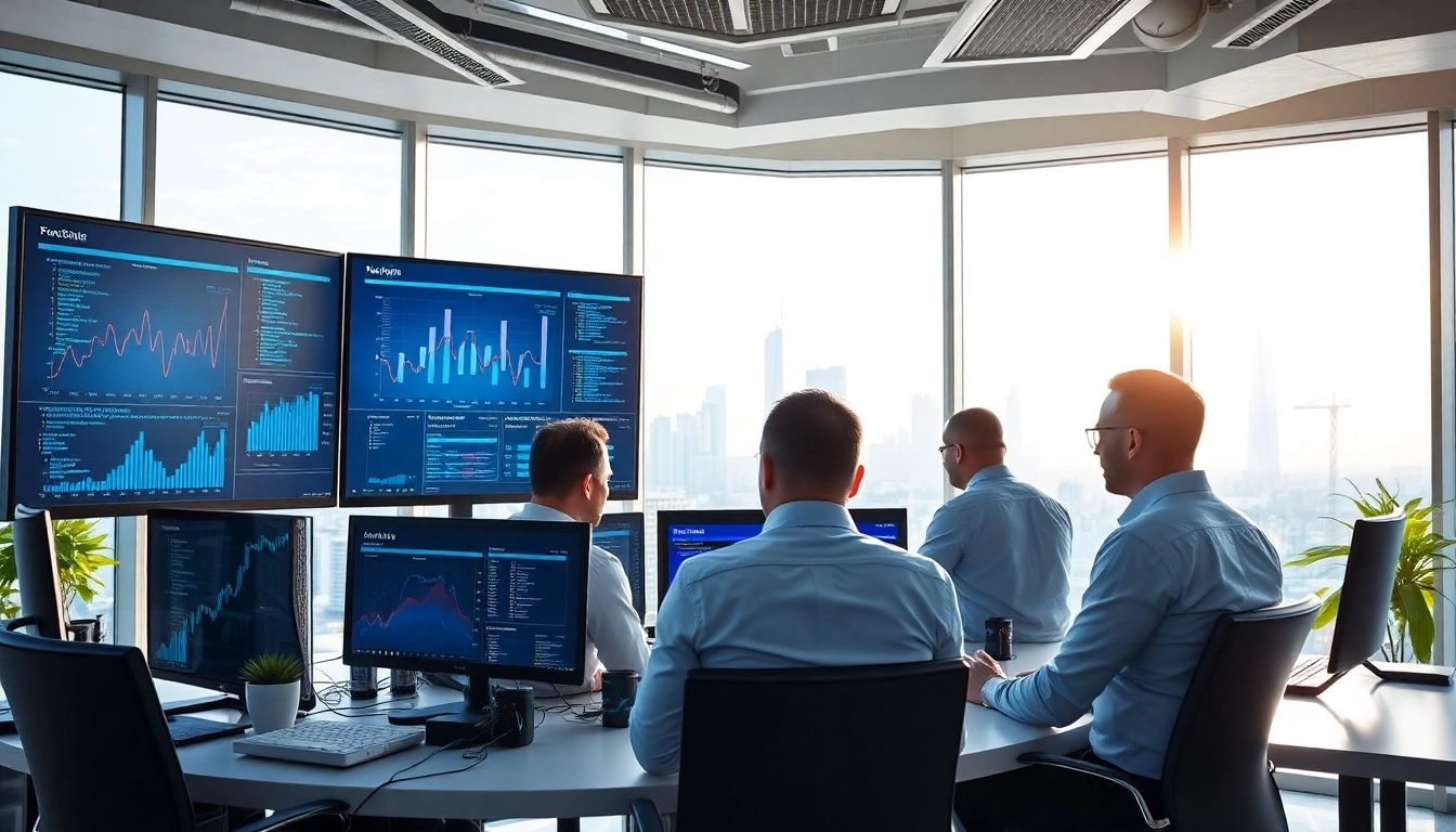 Showcasing cloud infrastructure and DevOps services through a collaborative team in a modern office.