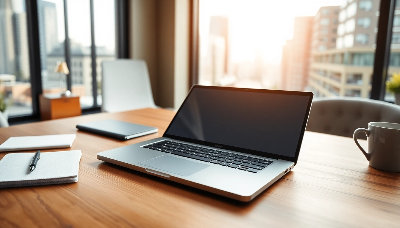 Showcase the HP Laptop highlighting its sleek design in a creative workspace setting.