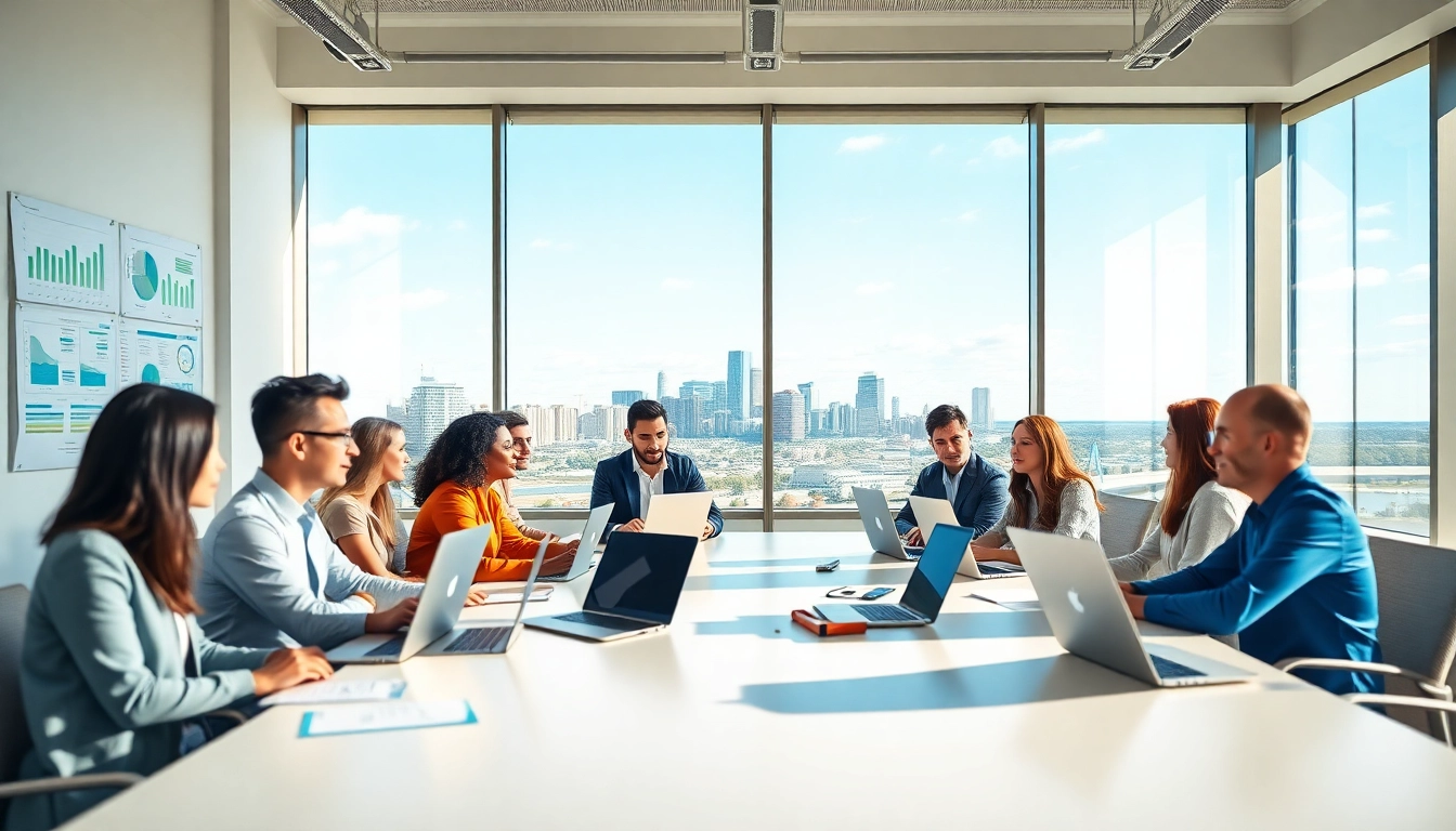 Enhancing Edmonton SEO strategies during a professional team meeting in an office.