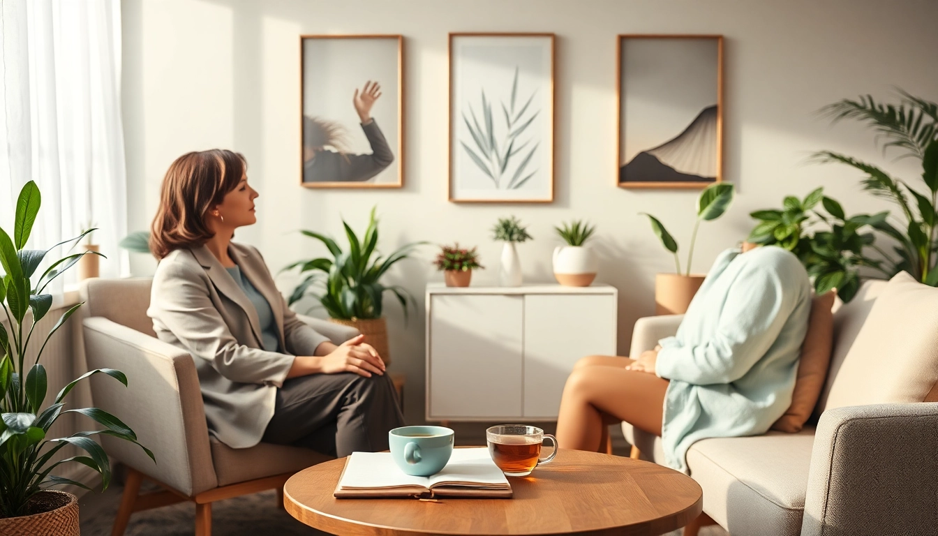Helping individuals deal with stress in a peaceful therapy session.