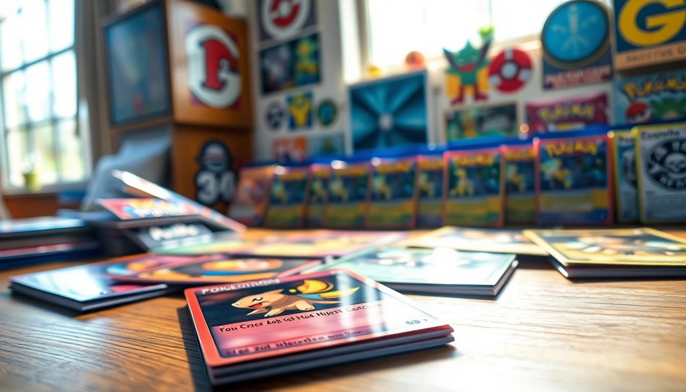 Examine real Pokemon cards displayed on a table, highlighting their unique features and appeal.