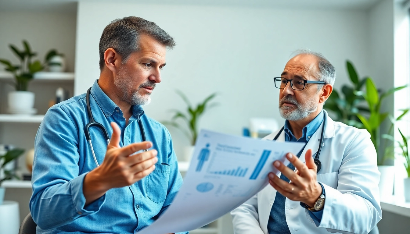 Discussing Testosterone Replacement Therapy during a healthcare consultation.