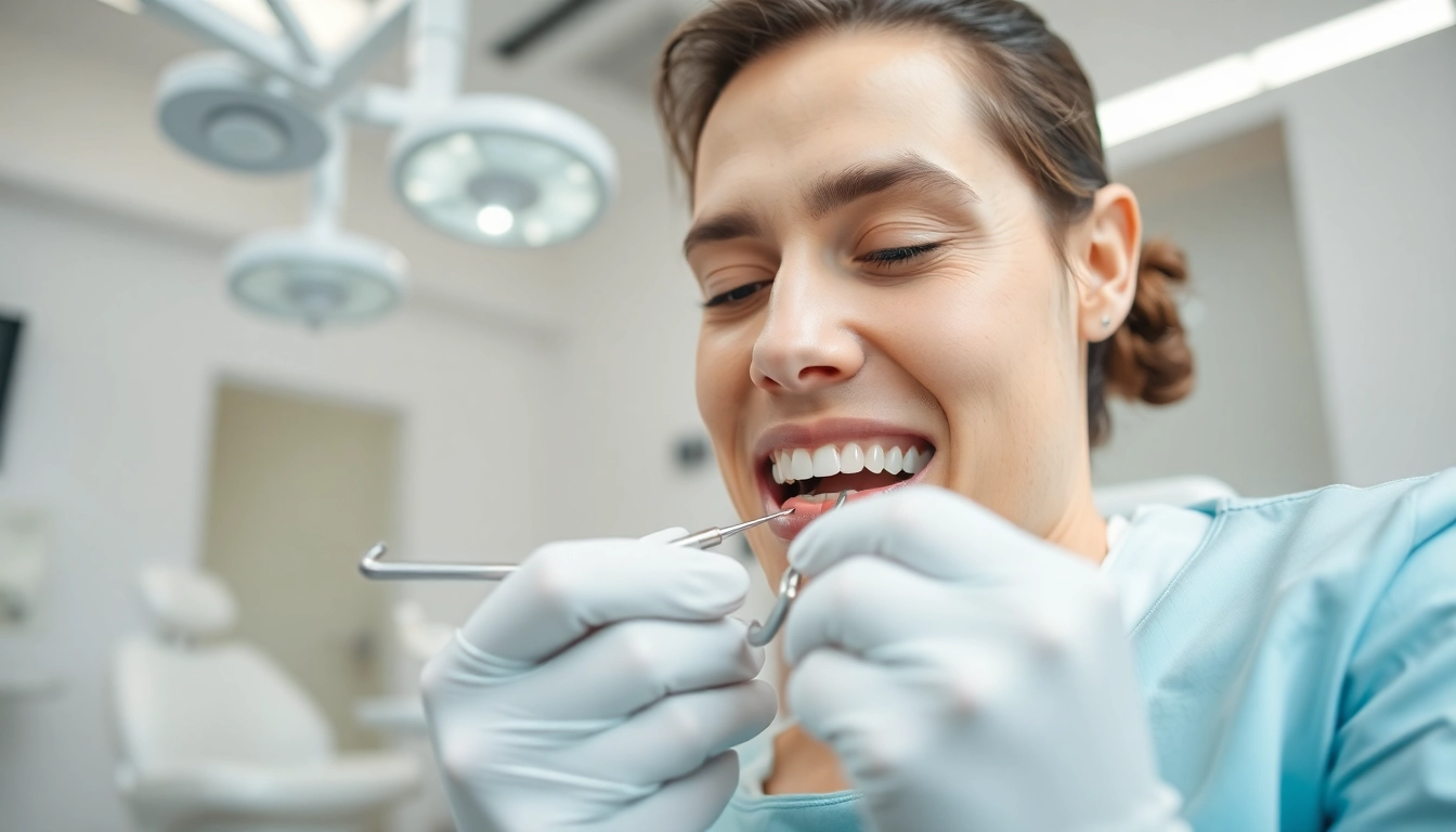 Providing fillings and restorative work during a dental check-up in a modern clinic.