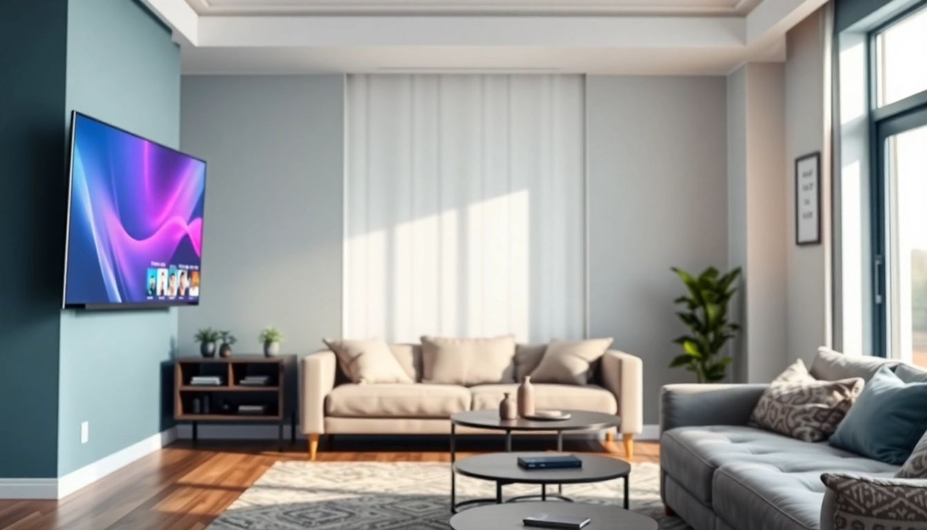 Set a schedule for content on smart TV displayed in a stylish living room setup.