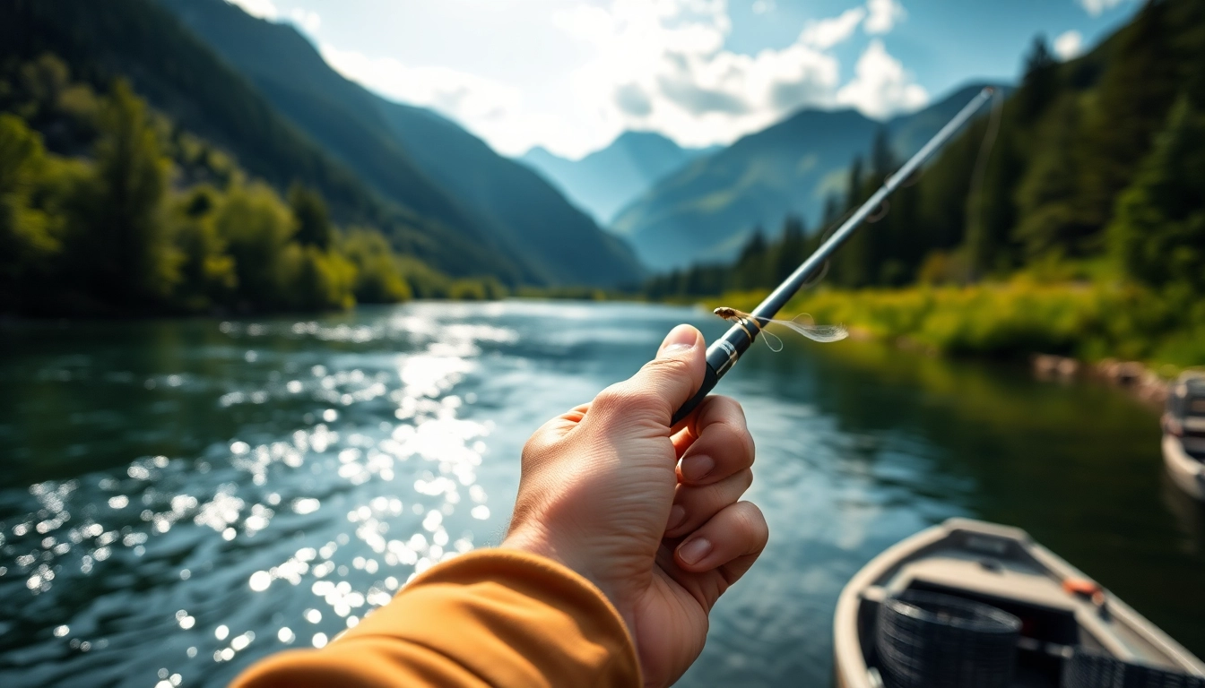 Casting the best fly fishing rods in a serene river surrounded by lush nature.