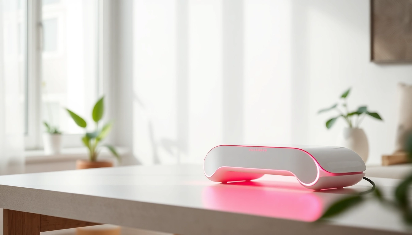 Utilize quasar red lighttherapy at home for skin rejuvenation and relaxation in a serene setting.