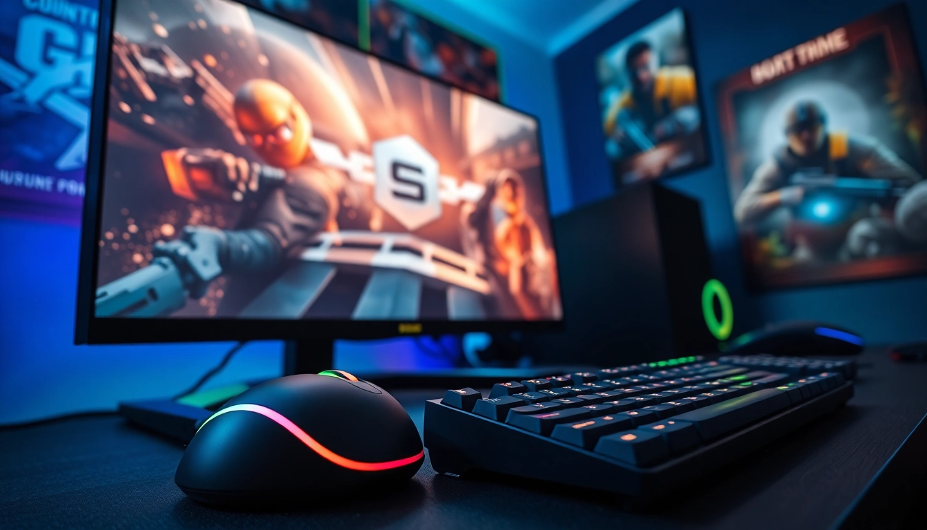 Experience the Best CS2 cheat MemeSense in a professional gaming setup with vibrant lighting.
