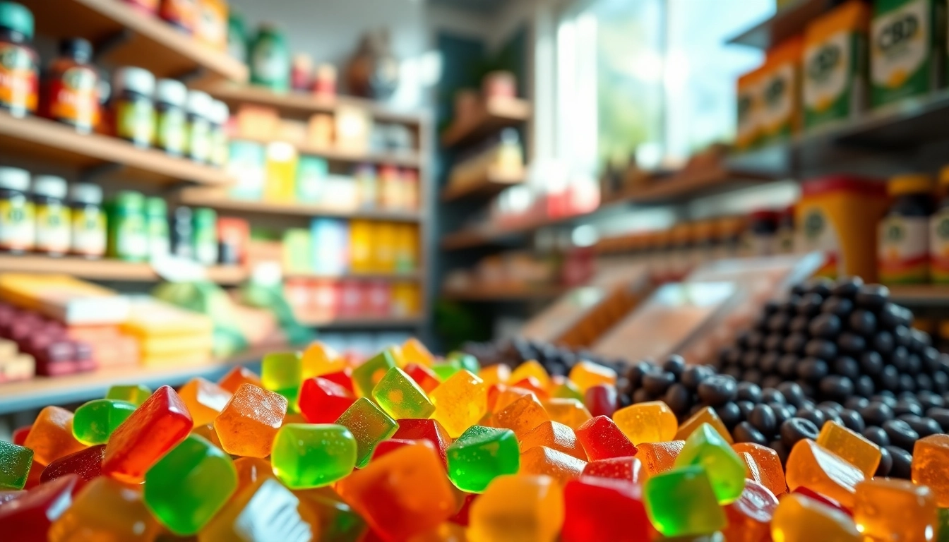 Showcase an assortment of wholesale cbd edibles, including colorful gummies and chocolates, enticing potential buyers.