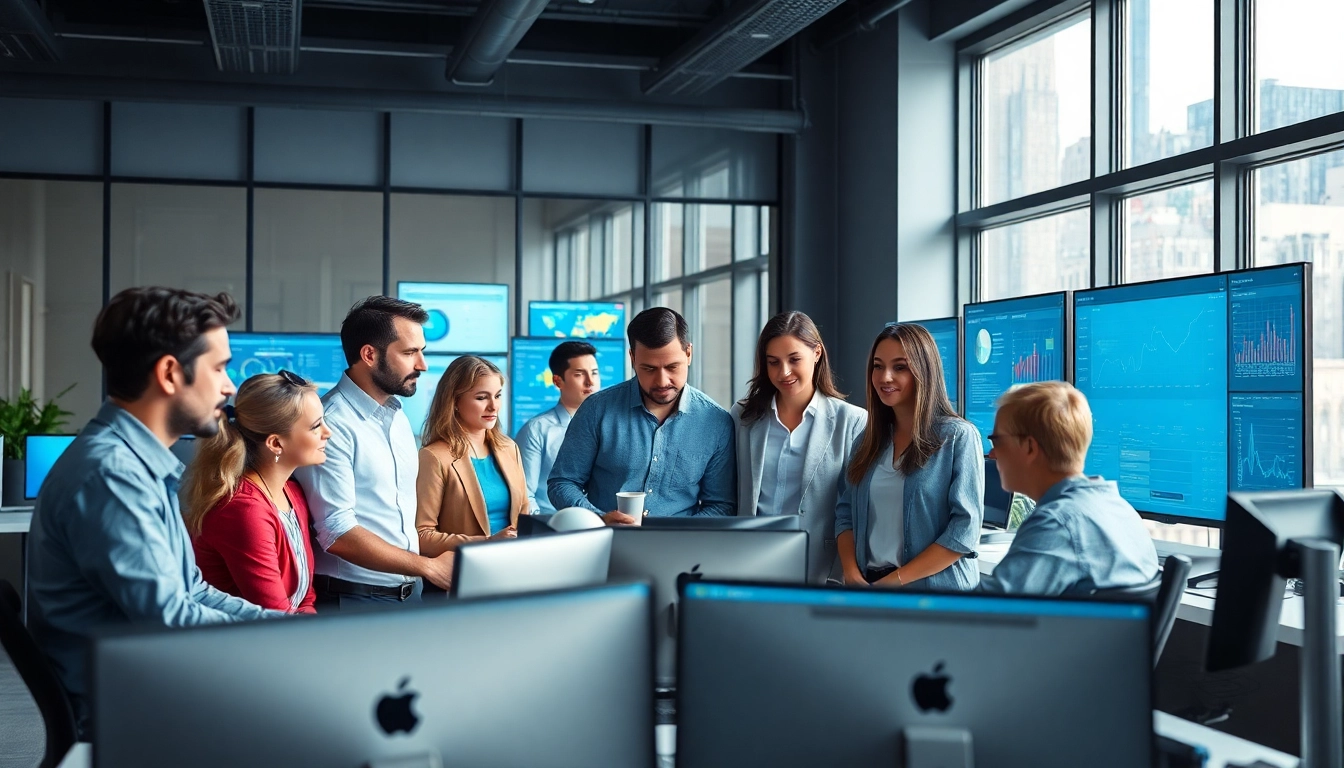 Showcase of Managed Services team collaborating in a modern tech workspace with digital tools.