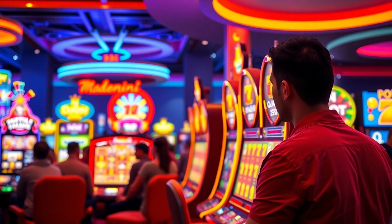 Menampilkan keseruan perangkat bos88 login Slot dengan pemain yang terlibat di casino.