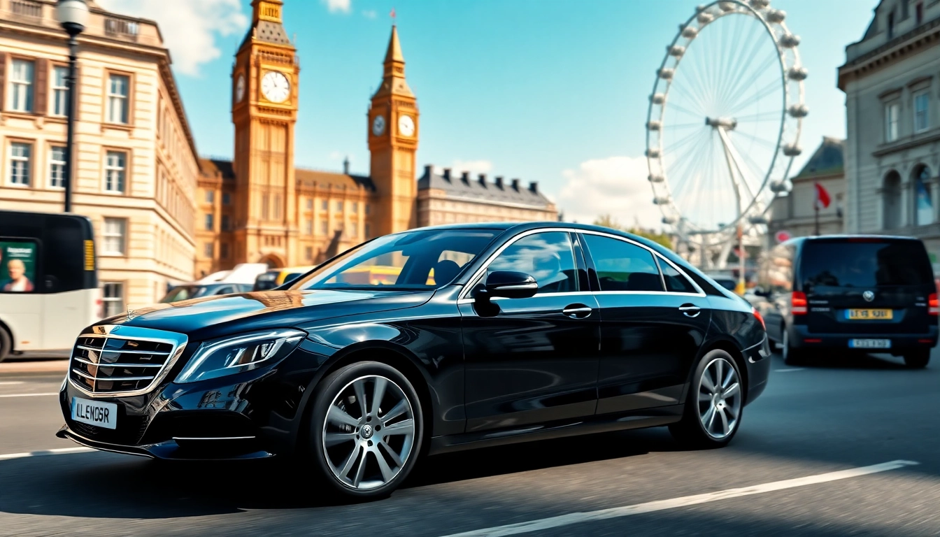 Experience the luxury of chauffeur hire london with a professional chauffeur in a sleek black car.