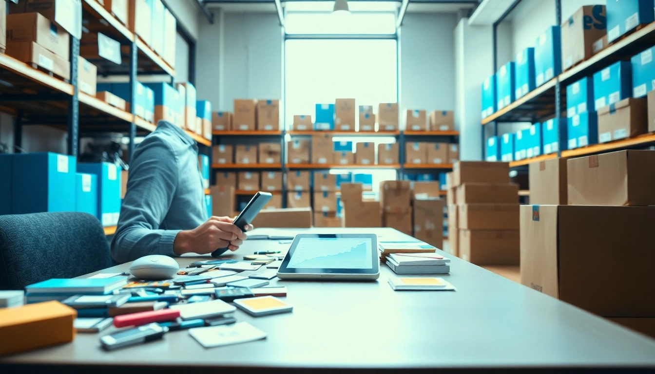 Business professional analyzing inventory in an organized office focused on amazon wholesale strategy.