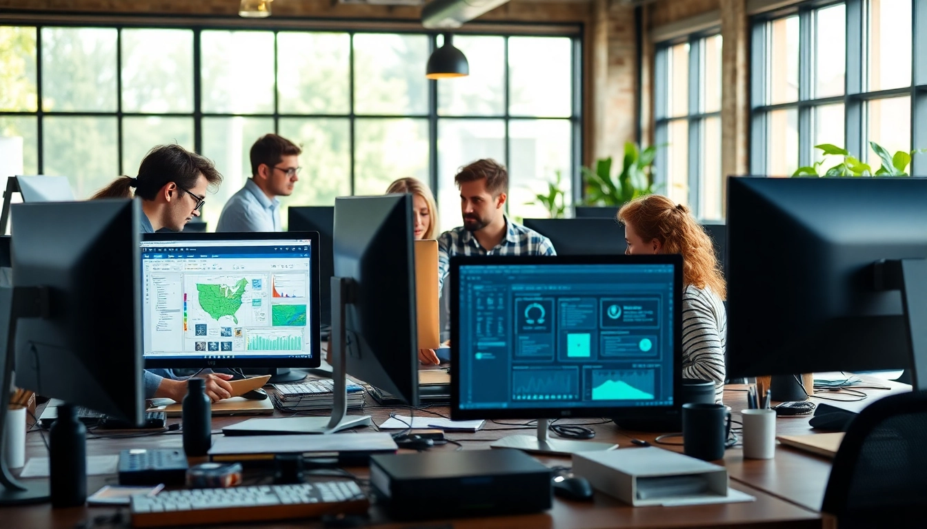 Creating innovative kansas city web design in a collaborative office environment with a vibrant atmosphere.