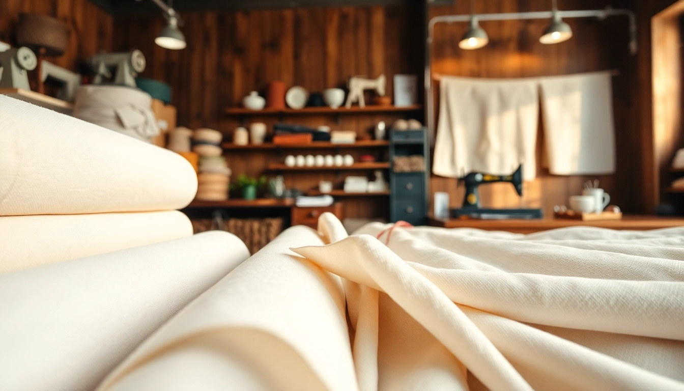 Verken ongebleekt katoen in diverse natuurlijke texturen en kleuren in een stoffenwinkel.