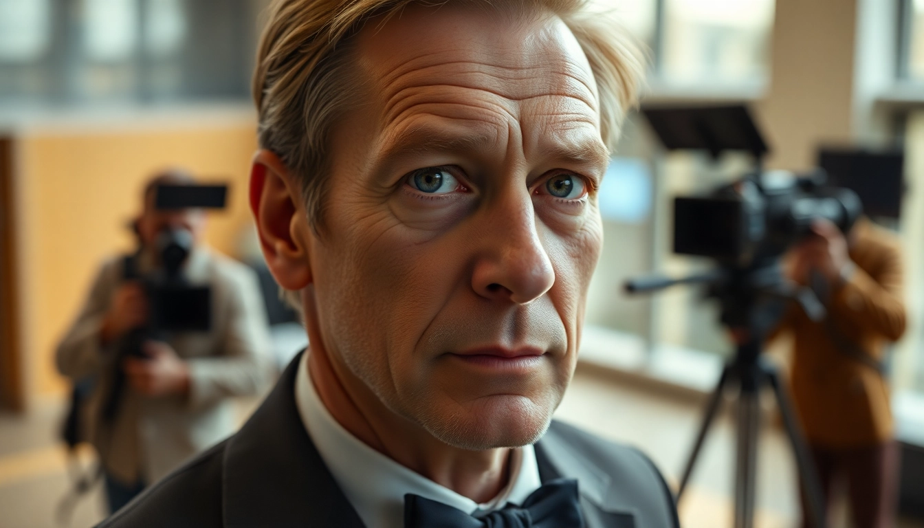 James Broadbent shining in a cinematic setting, reflecting his charismatic persona.