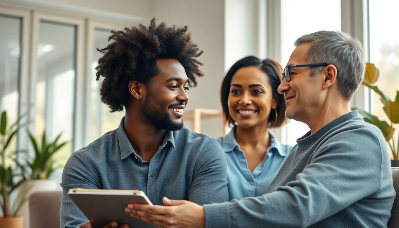 Engaging moment with a relationship coach facilitating a conversation between a couple, promoting positive communication.