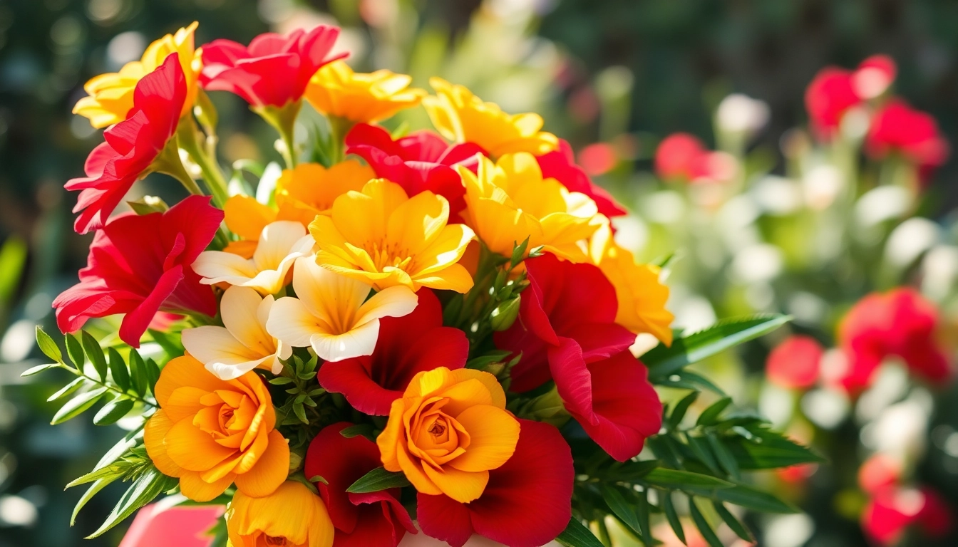 Send beautiful flowers with Flower Delivery Mernda showcasing a vibrant bouquet in a sunny garden.