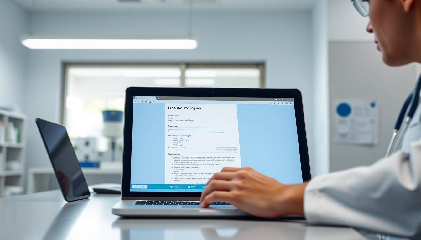 Clinician utilizing top eprescribing solutions in a professional healthcare setting for efficient prescriptions.